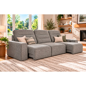 Room setting 2 featuring Duncan Smoke 3 Piece Power Slider Chaise Sleeper Sofa