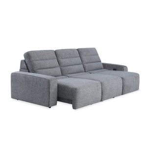 Open view of Duncan Smoke 3 Piece Power Slider Chaise Sleeper Sofa