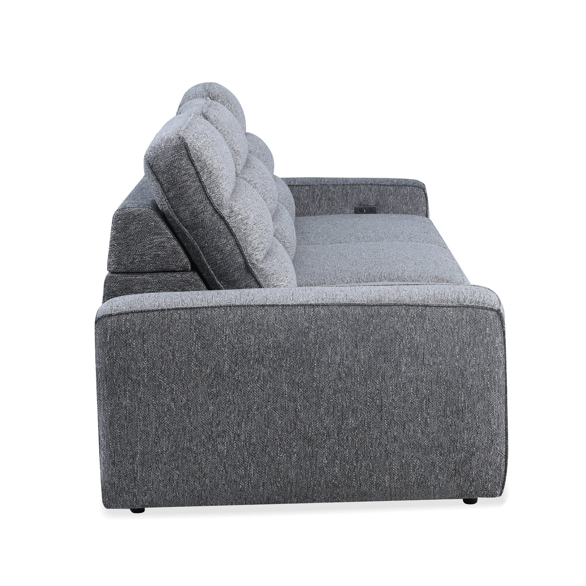 Left side view of Duncan Smoke 3 Piece Power Slider Chaise Sleeper Sofa