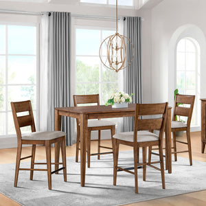 A room setting featuring Koloa Brown Ladderback Barstool