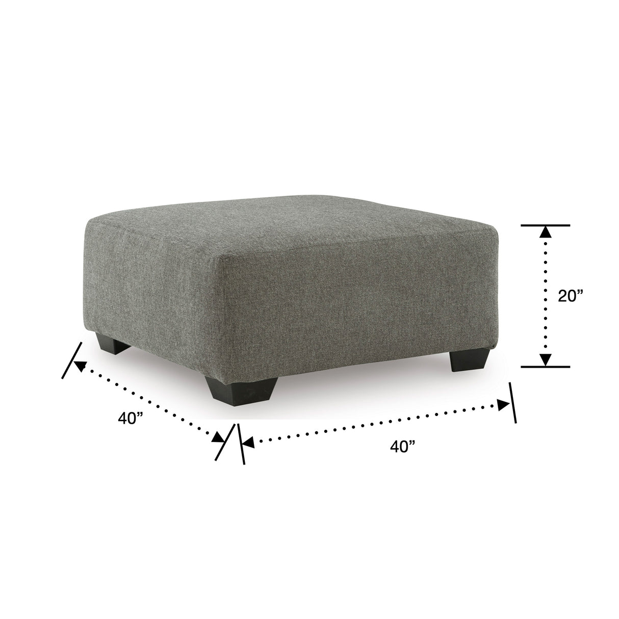Detail image of Greystone Seyler Lane Ottoman with overlay of product dimensions