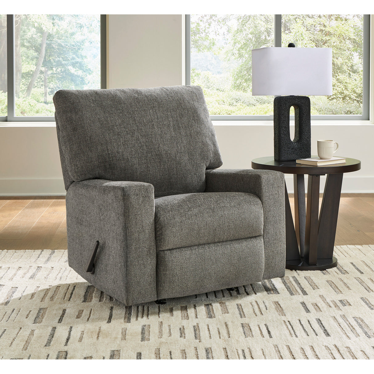 A room setting featuring Seyler Lane Gray Rocker Recliner