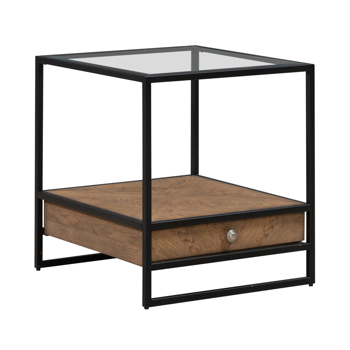 Front right view of Bedford Weathered Oak End Table