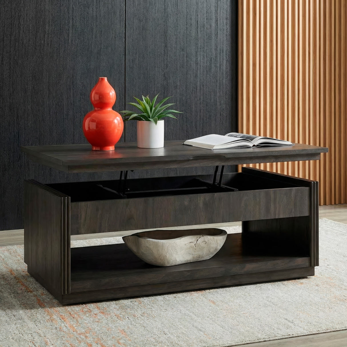 A room setting featuring Modern Edge Caffe Lift Top Table