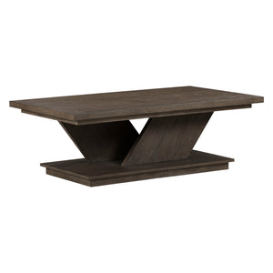 Front right view of Aspen Sky Saddle Brown Coffee Table
