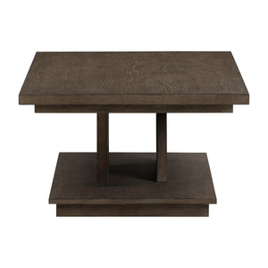 Side view of Aspen Sky Saddle Brown Coffee Table