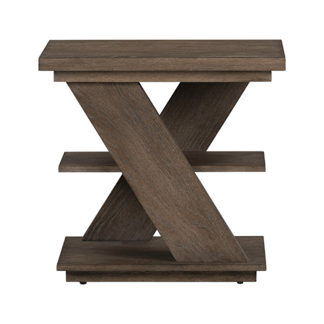 Aspen Sky Saddle Brown Chairside Table QK1106184