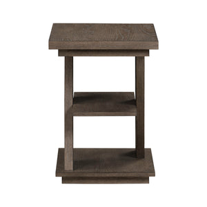 Side view of Aspen Sky Saddle Brown Chairside Table