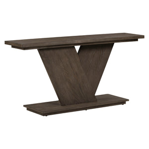 Front right view of Aspen Sky Saddle Brown Sofa Table