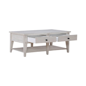 Detail view of Lake House Weathered White Coffee Table