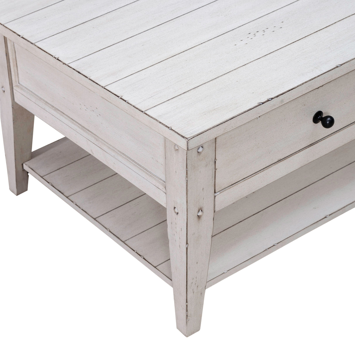 Detail view 2 of Lake House Weathered White Coffee Table