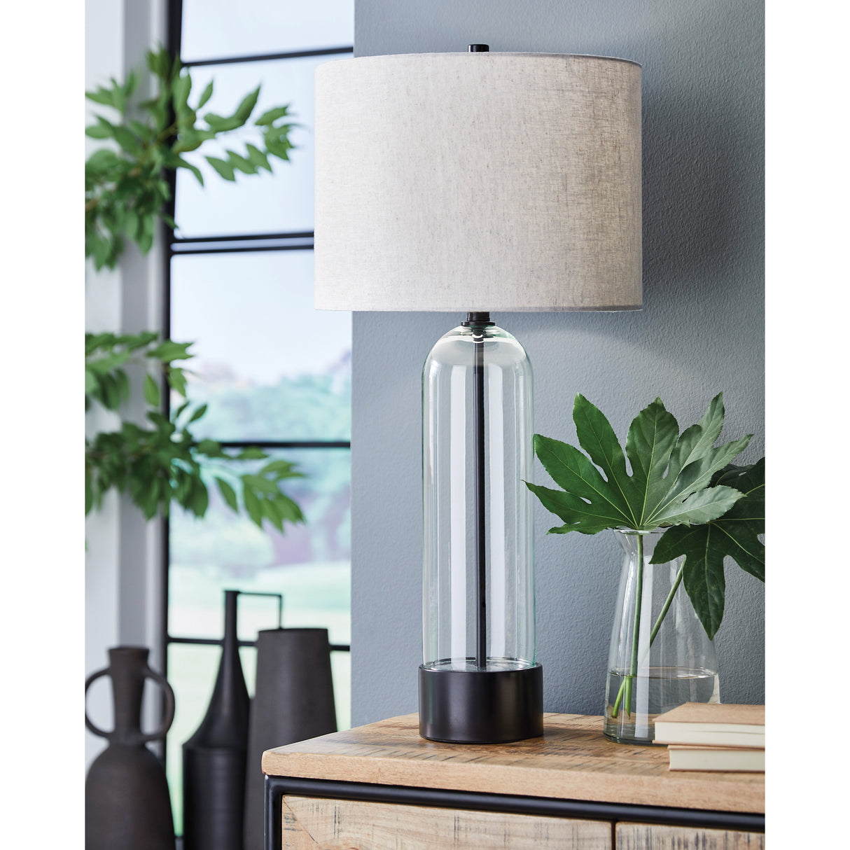 A room setting featuring Kerrbrook Black Table Lamp