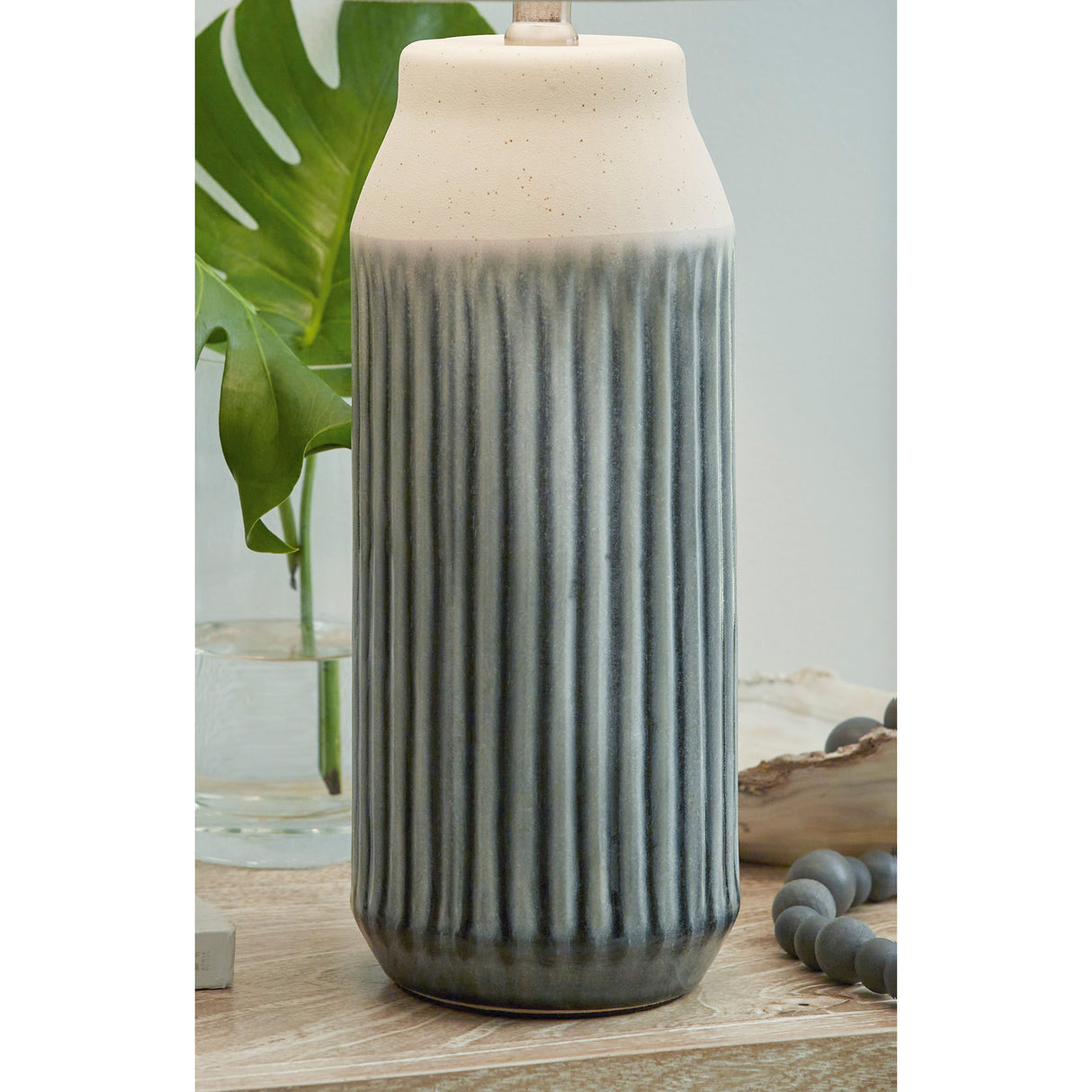 Detail view of Afener Blue Set of 2 Table Lamps