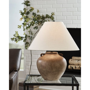 A room setting featuring Medium Lamps (20"-29") Beige Ferrilby Table Lamp