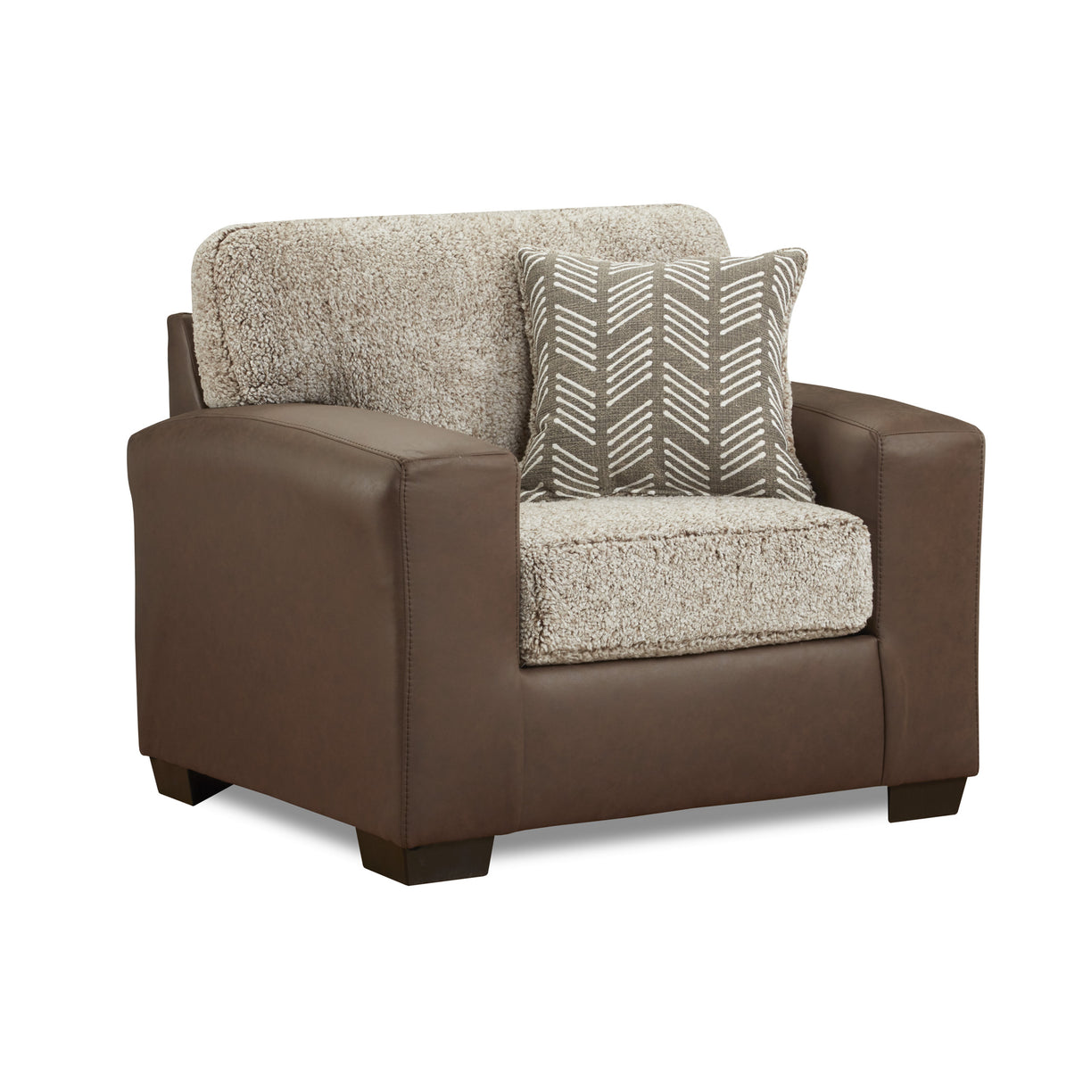 Front right view of Saddlebrook Shearling Mocha Chair