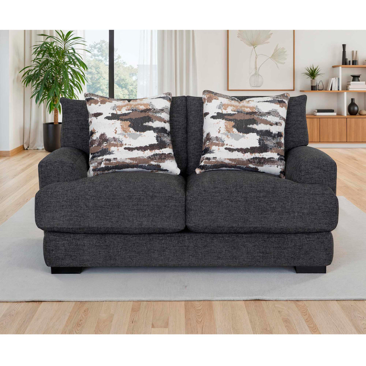 A room setting featuring Wake Slate Loveseat