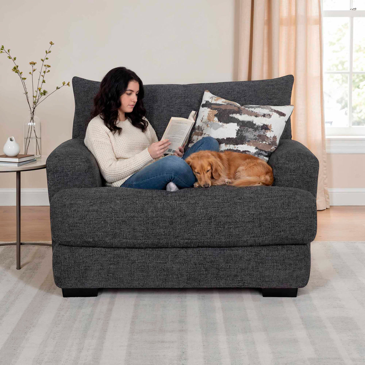 Room setting 2 featuring Wake Slate Oversized Chair