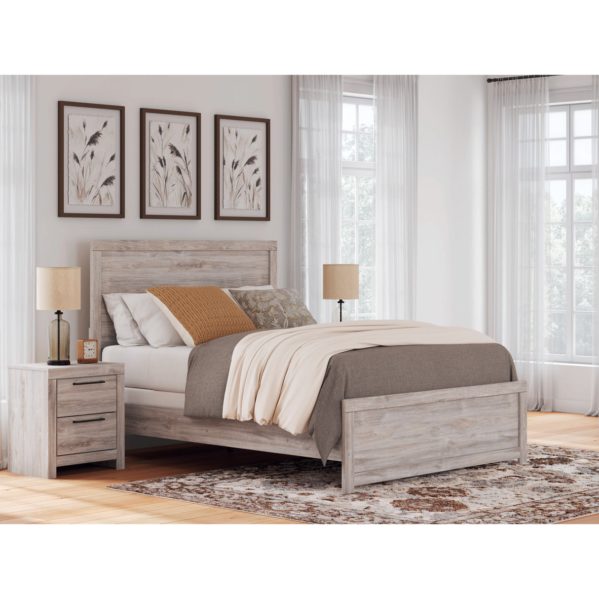 A room setting featuring Broachmyn Gray Queen Panel Bed