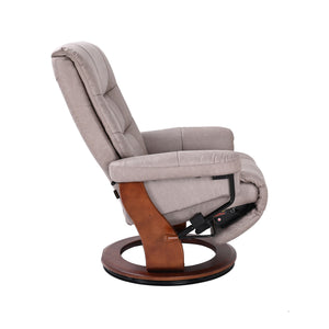 Side view of Valencia Light Gray Recliner with Flip Up Footrest