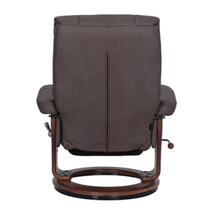 Back view of Valencia Dark Brown Recliner with Flip Up Footrest