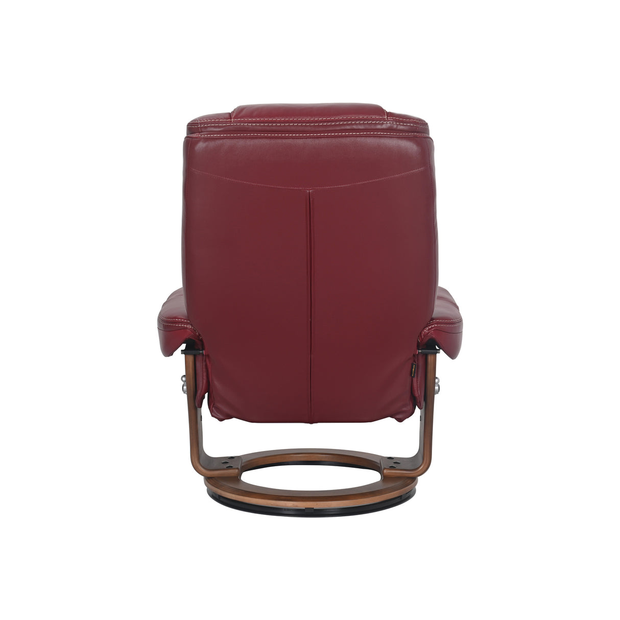 Back view of Hana Ruby Red Recliner with Ottoman