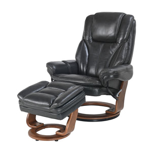 Front left view of Hana Charcoal Recliner with Ottoman