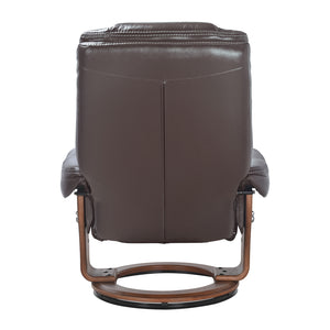 Back view of Hana Chocolate Brown Recliner with Ottoman