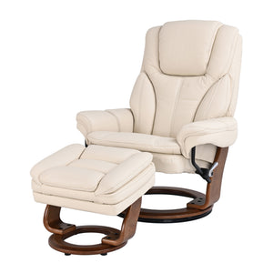 Front left view of Hana Ivory Recliner with Ottoman