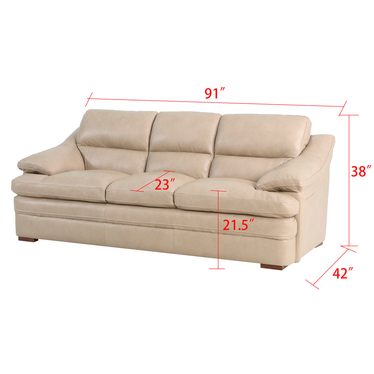Detail image of Ellsworth Pebble Sofa with overlay of product dimensions