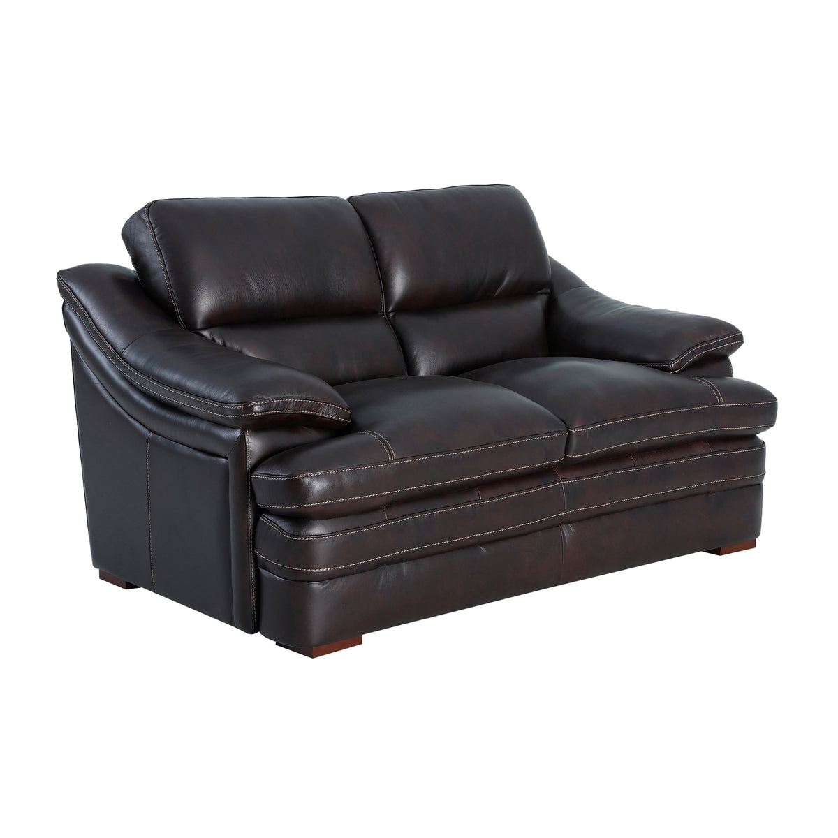 Front right view of Ellsworth Dark Brown Loveseat