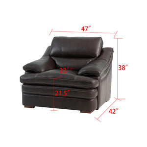 Detail image of Ellsworth Dark Brown Chair with overlay of product dimensions