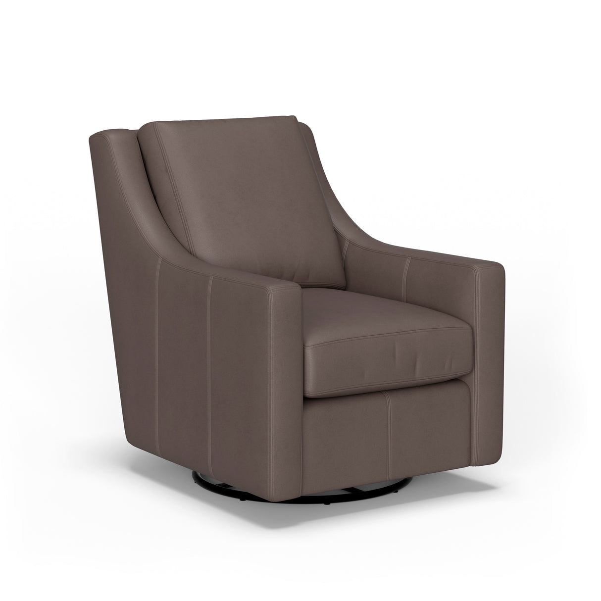 Front right view of Murph Dark Stone Leather Swivel Glider