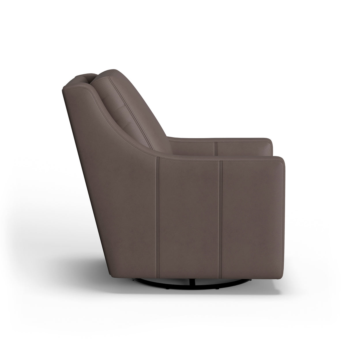 Side view of Murph Dark Stone Leather Swivel Glider