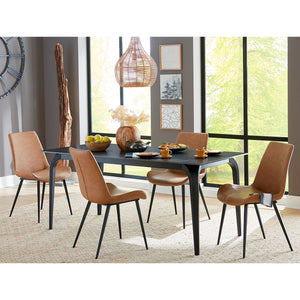 A room setting featuring Nicoya Black and Buckskin 5 Piece Dining Set