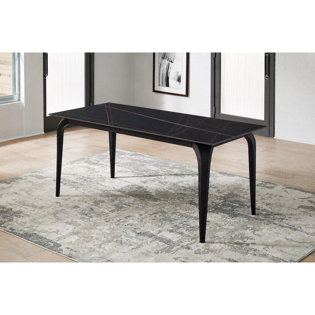 A room setting featuring Nicoya Black Dining Table