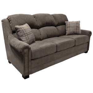 Front right view of Redcliffe Truffle Nail Head Sofa