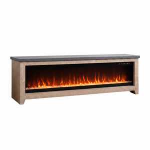 Front right view of Monterrey White Fir 80 Inch Fireplace Console