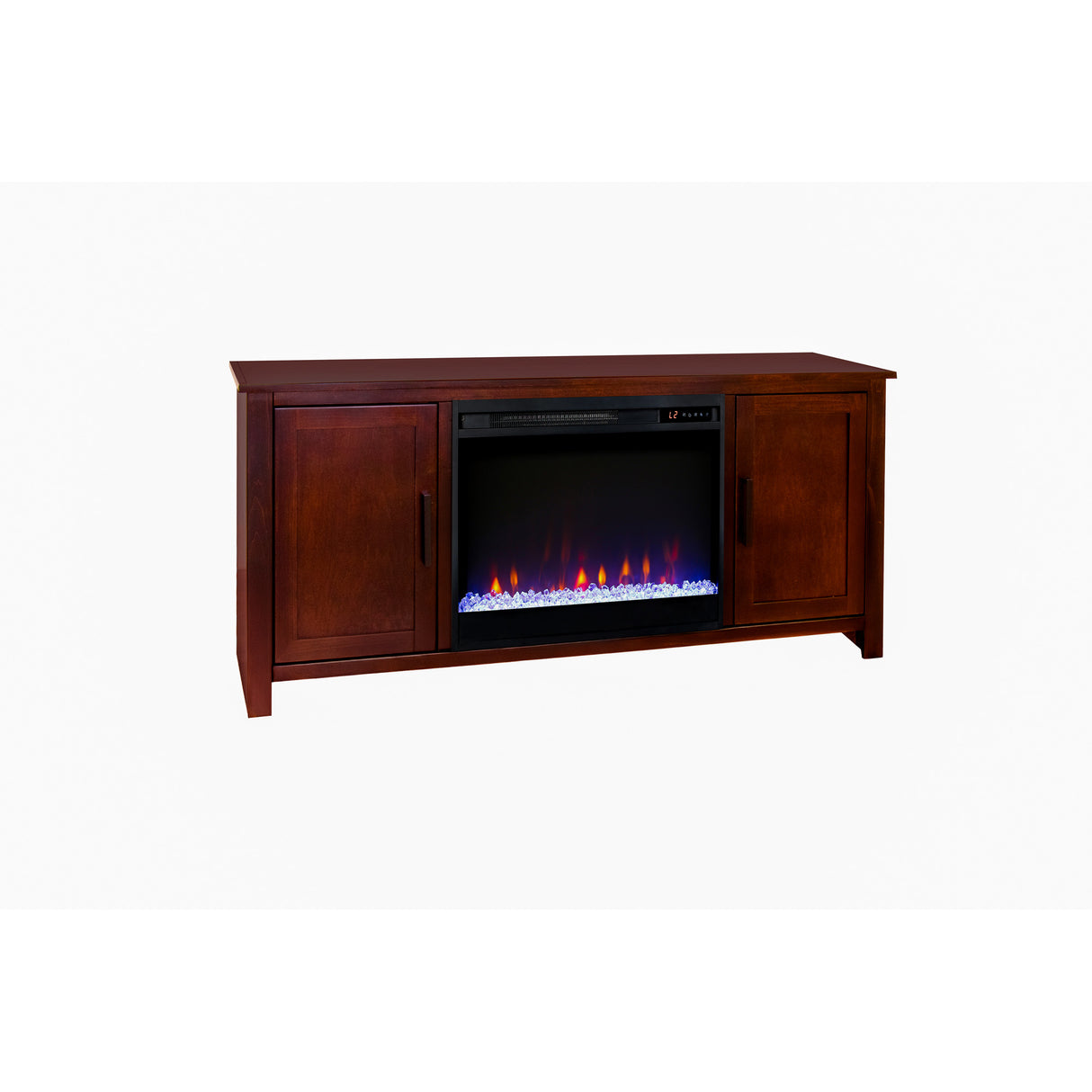 Front left view of Prescott Rosewood Fireplace Console