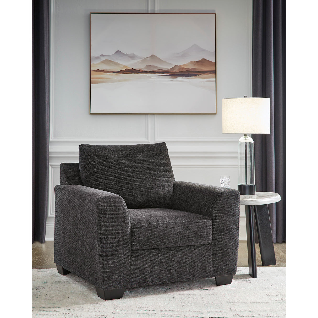 A room setting featuring Loreo Ebony Chair