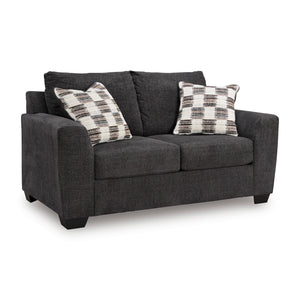 Front right view of Loreo Ebony Loveseat