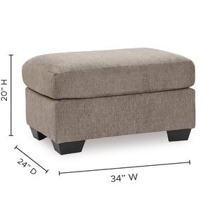 Detail image of Loreo Truffle Ottoman with overlay of product dimensions