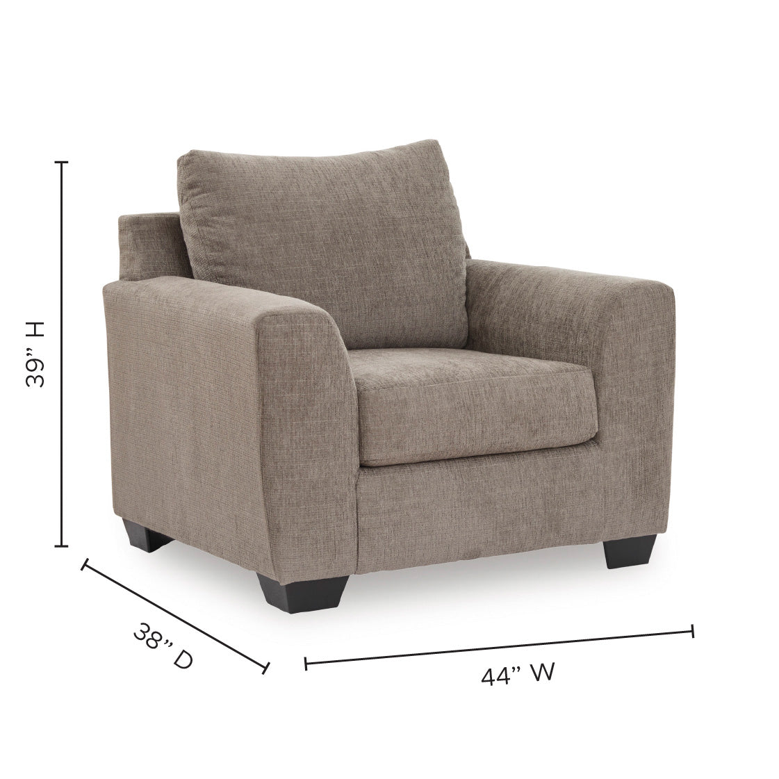 Detail image of Loreo Truffle Chair with overlay of product dimensions
