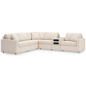 Front right view of Modmax Oyster 6 Piece Sectional with Audio Console