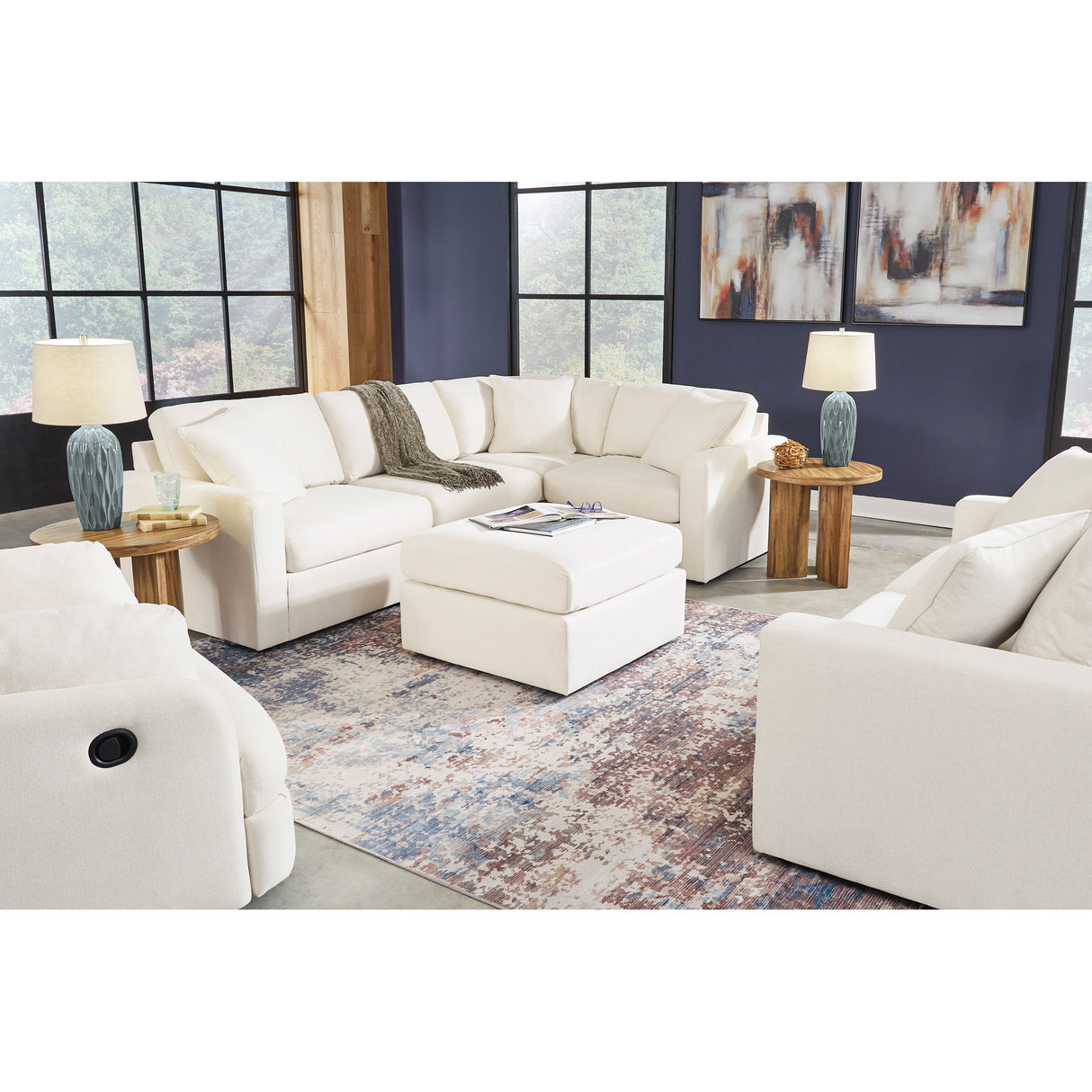 Room setting 4 featuring Modmax Oyster Ottoman