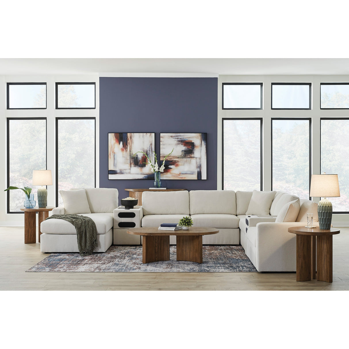 A room setting featuring Modmax Oyster Left Chaise