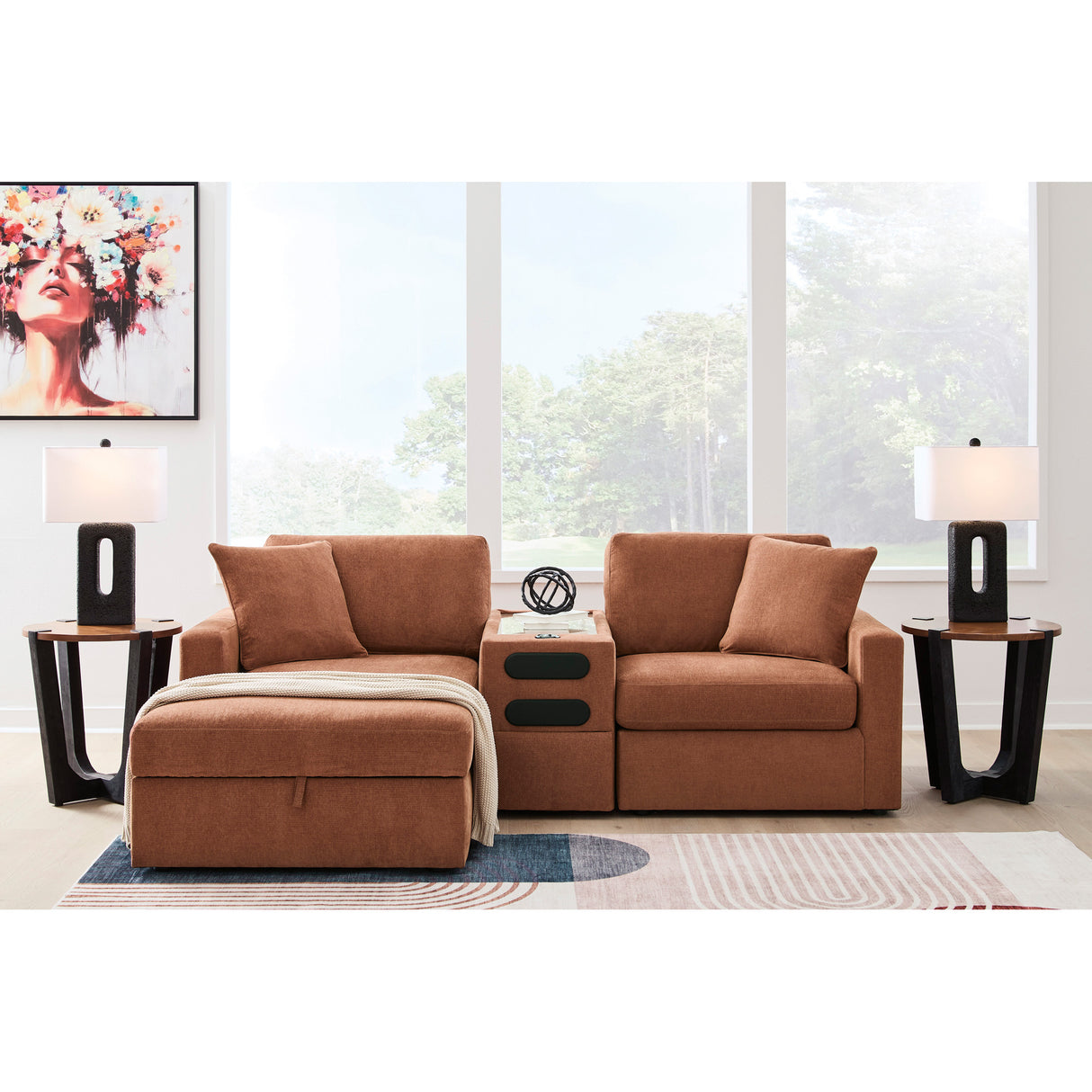 A room setting featuring Modmax Spice Left Storage Chaise
