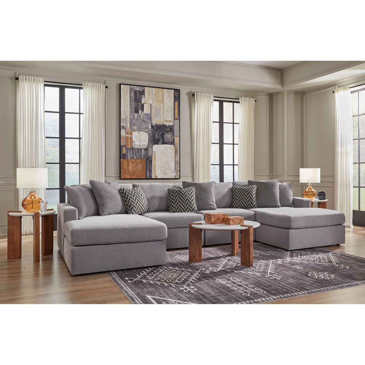 Room setting 3 featuring Modmax Granite 4 Piece Dual Chaise Sectional