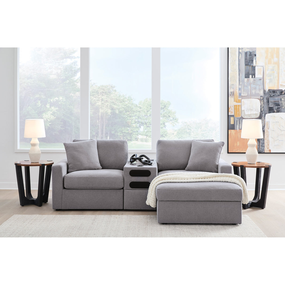 A room setting featuring Modmax Granite Right Chaise