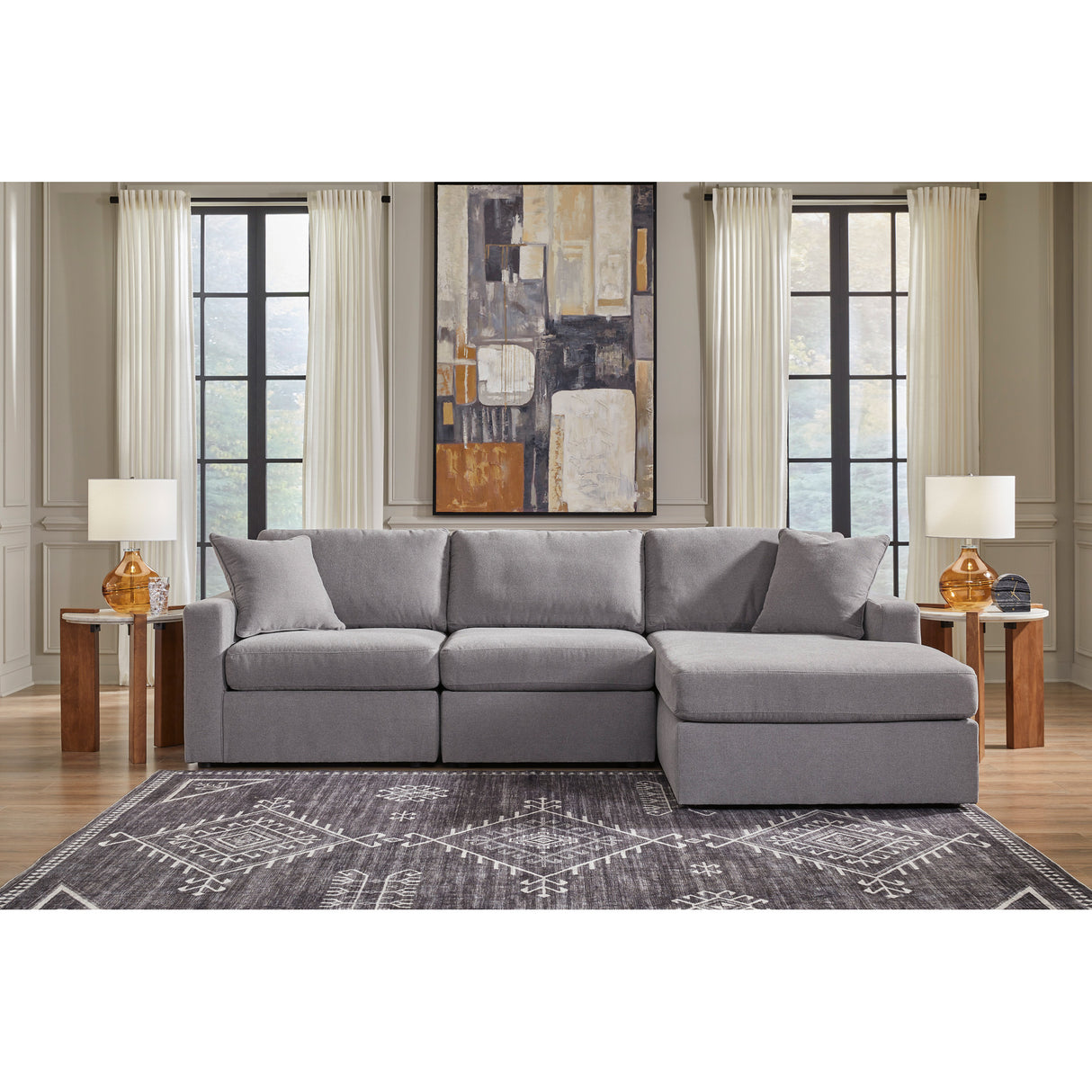 Room setting 3 featuring Modmax Granite Right Storage Chaise