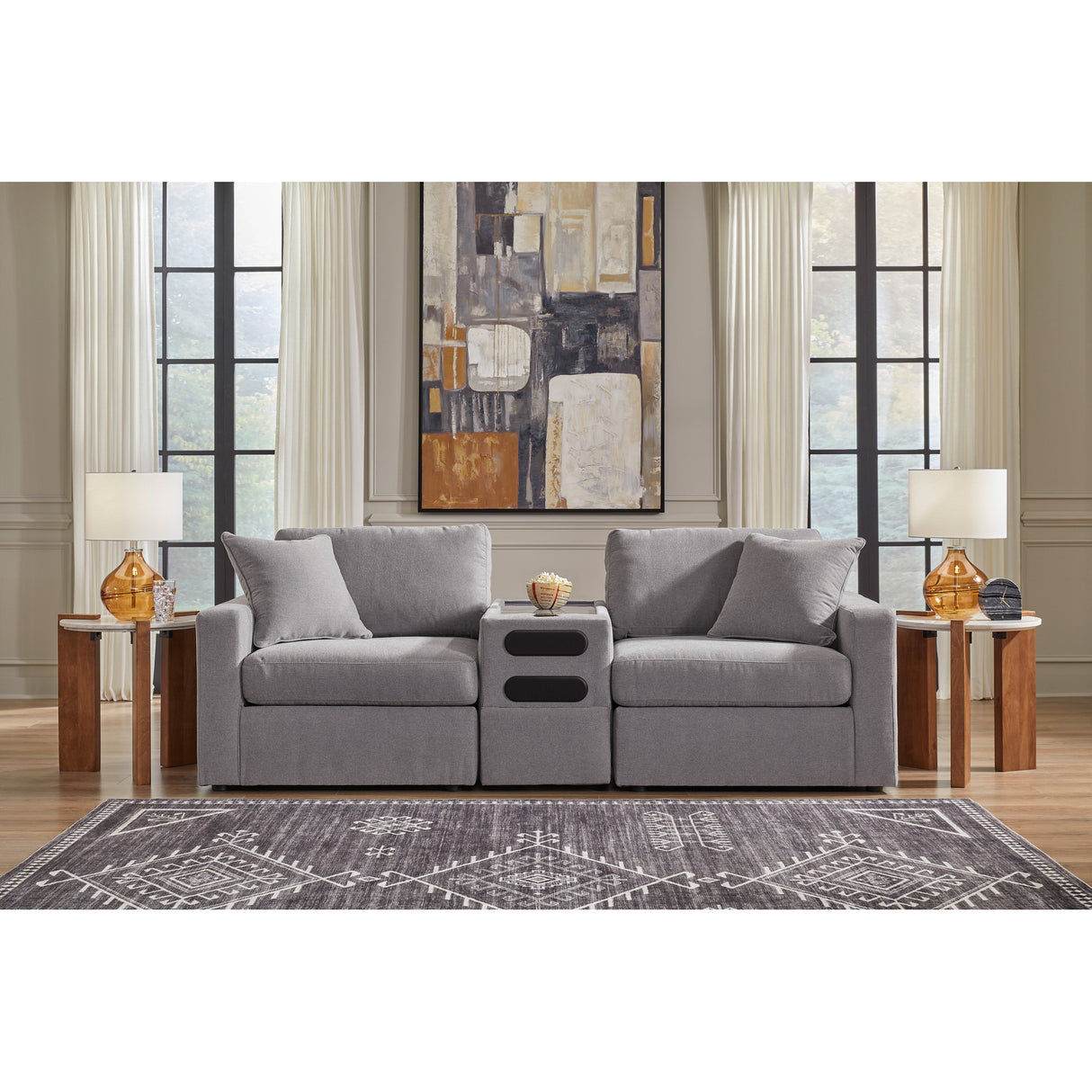 A room setting featuring Modmax Granite Audio Console